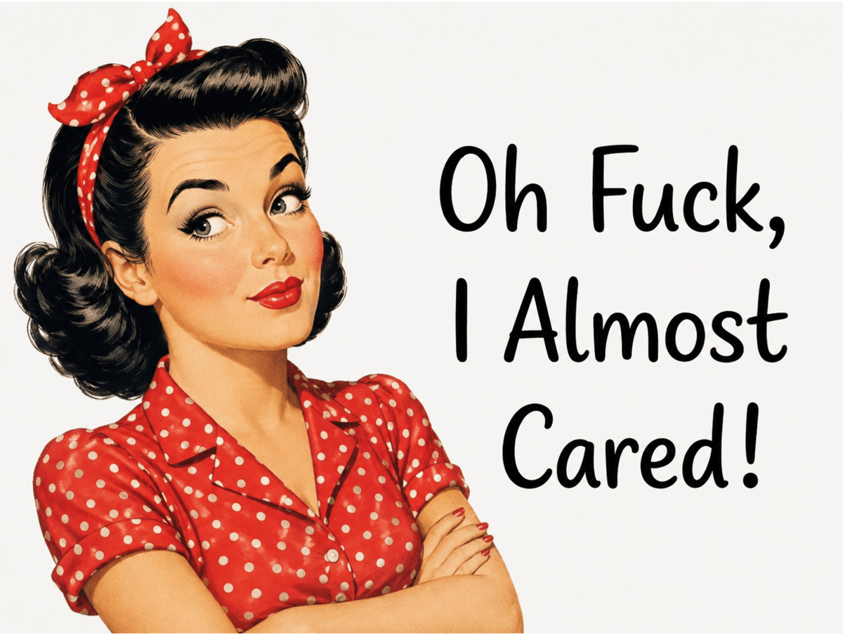 Funny Retro Style Metal Sign – Oh Fuck, I Almost Cared!