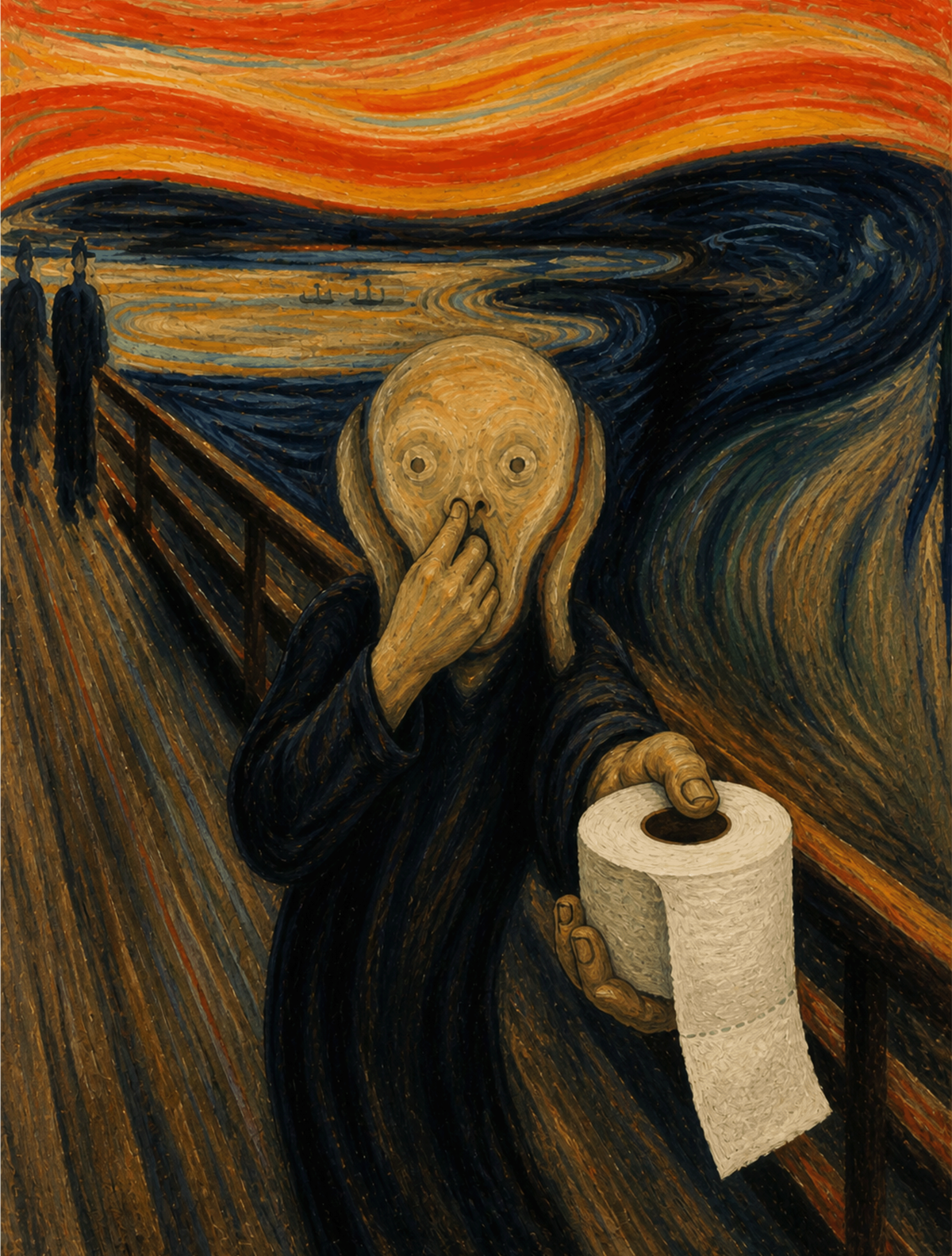 Funny The Scream Toilet Roll Metal Sign – Bathroom Humour Wall Plaque