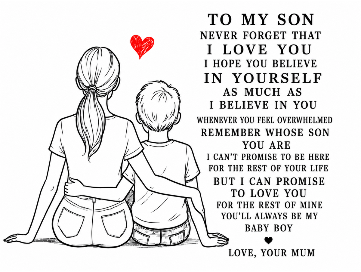 To My Son Metal Sign – Sentimental Mother & Son Gift Includes Stand