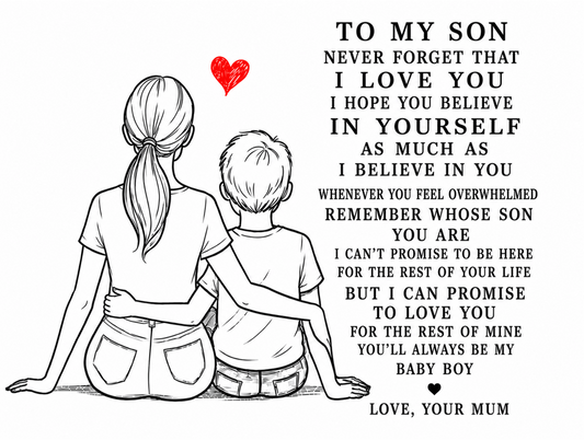 To My Son Metal Sign – Sentimental Mother & Son Gift Includes Stand