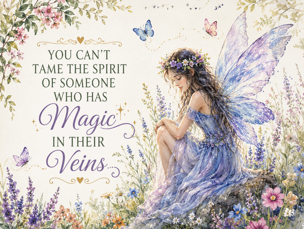 You Can’t Tame the Spirit Metal Sign – Magical Fairy Quote Plaque with Stand