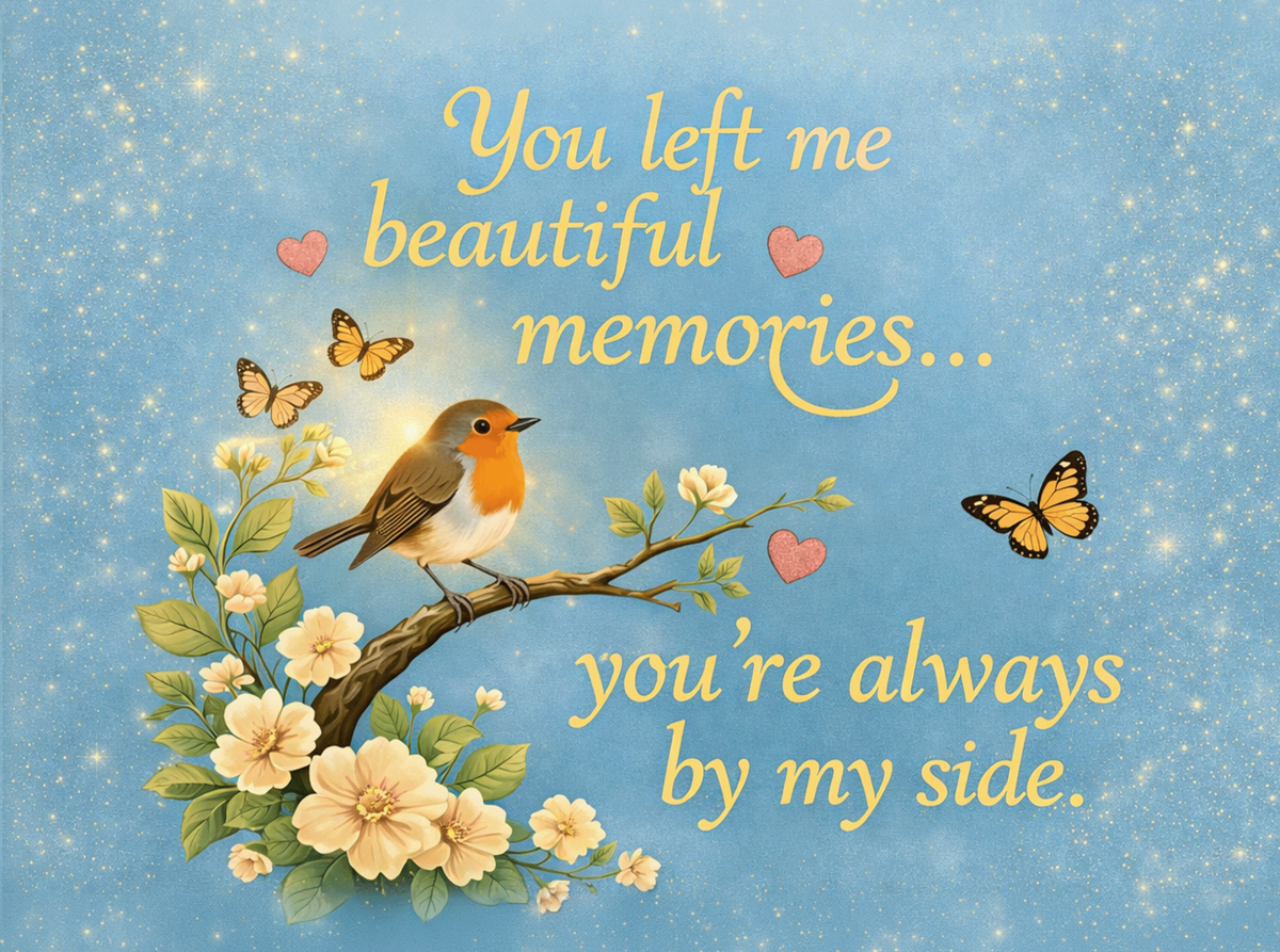 You Left Me Beautiful Memories Metal Sign – Robin Memorial Gift Includes Stand